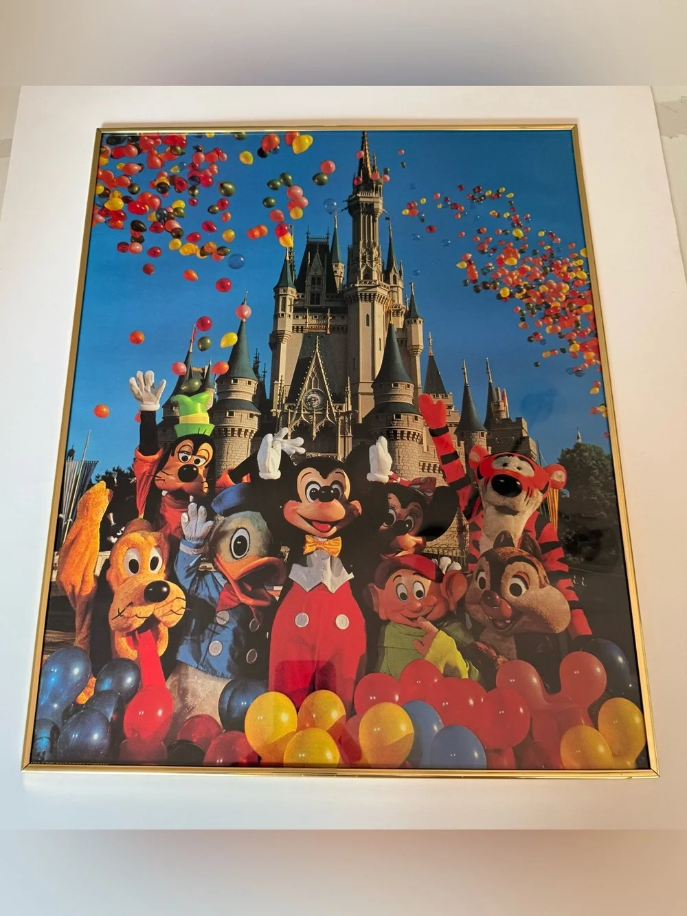 VTG 1990 Walt Disney World Mickey & Friends Cinderella Castle Framed Print 16x20
